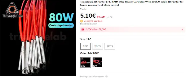 Heater 6mm Cartridge